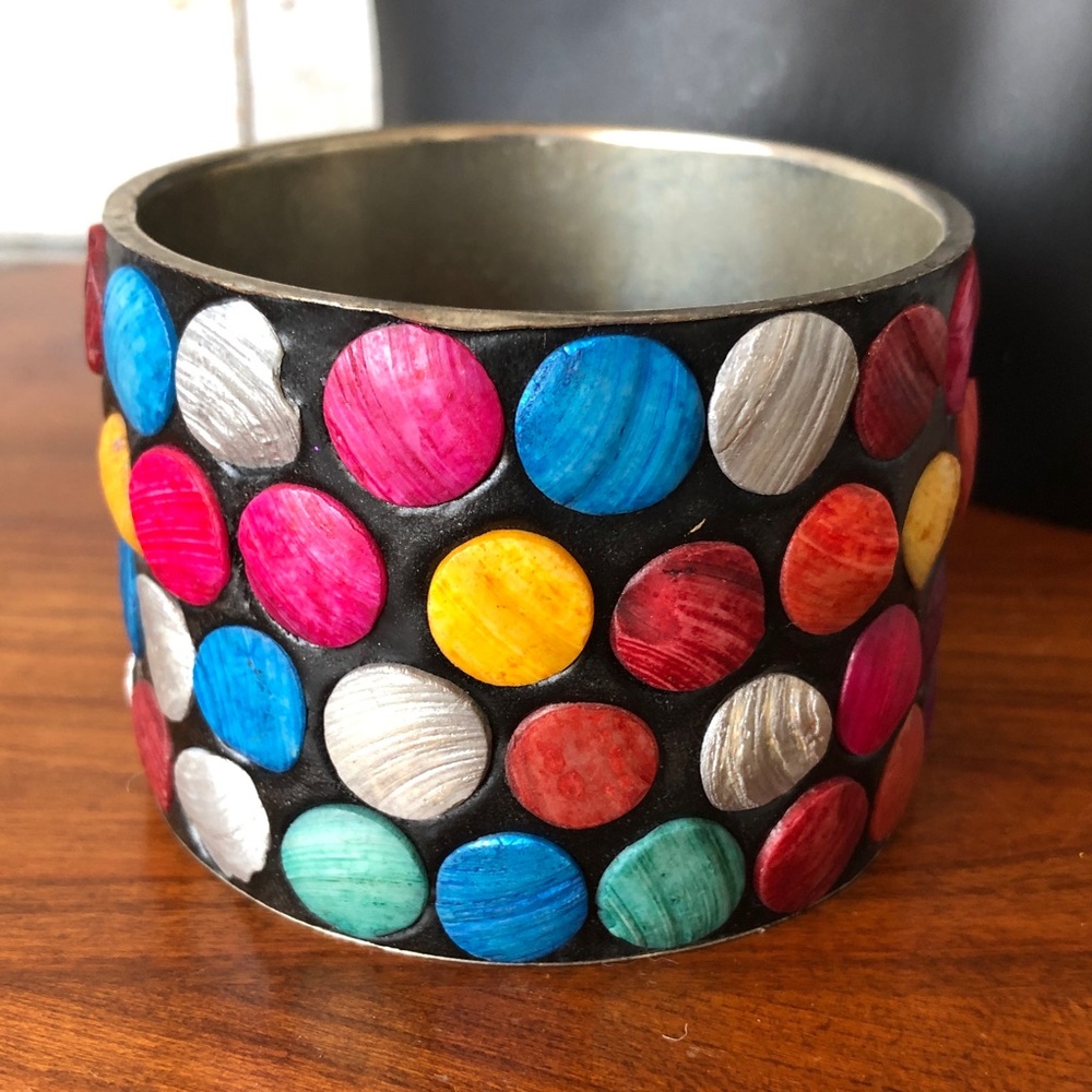 Multicolour polka dot inlaid bangle Bracelet